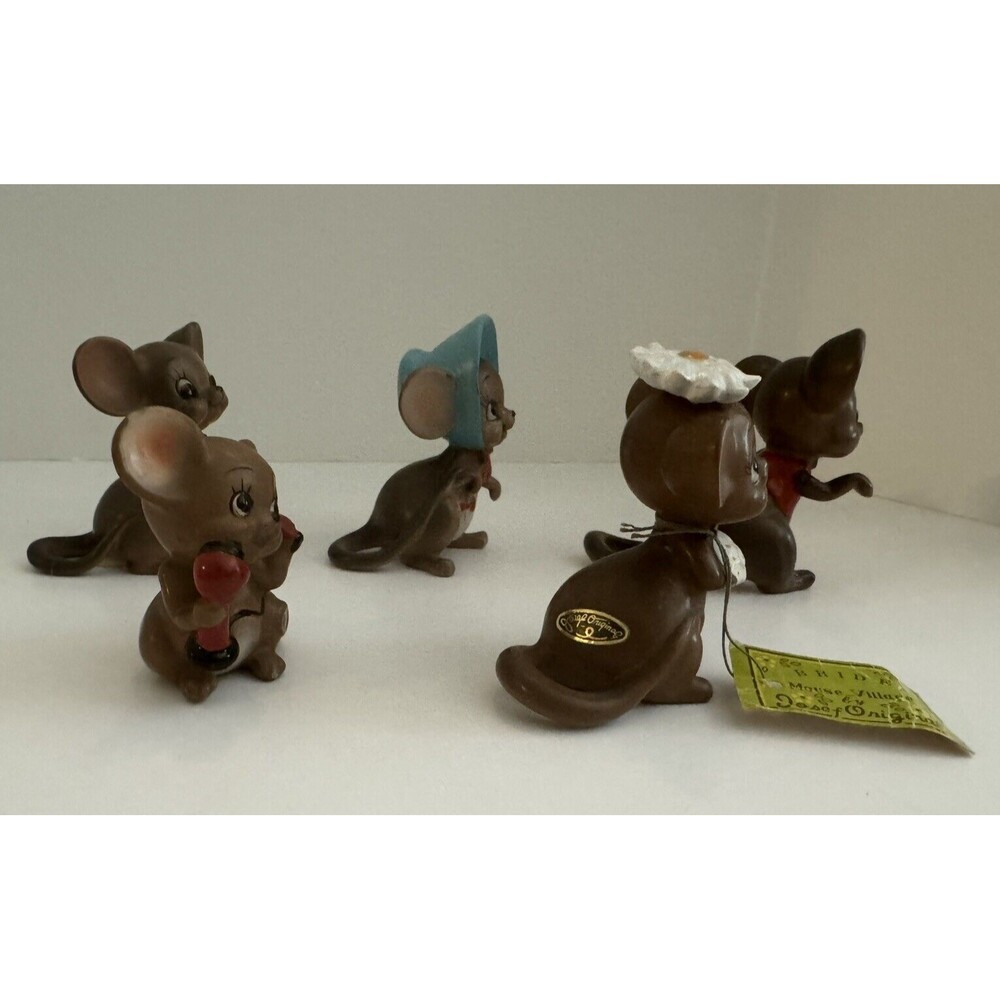 Vintage Josef Originals Mouse Lot of 5 Figurines Ceramic Phone Bride Vest Bonnet - Picture 8 of 11